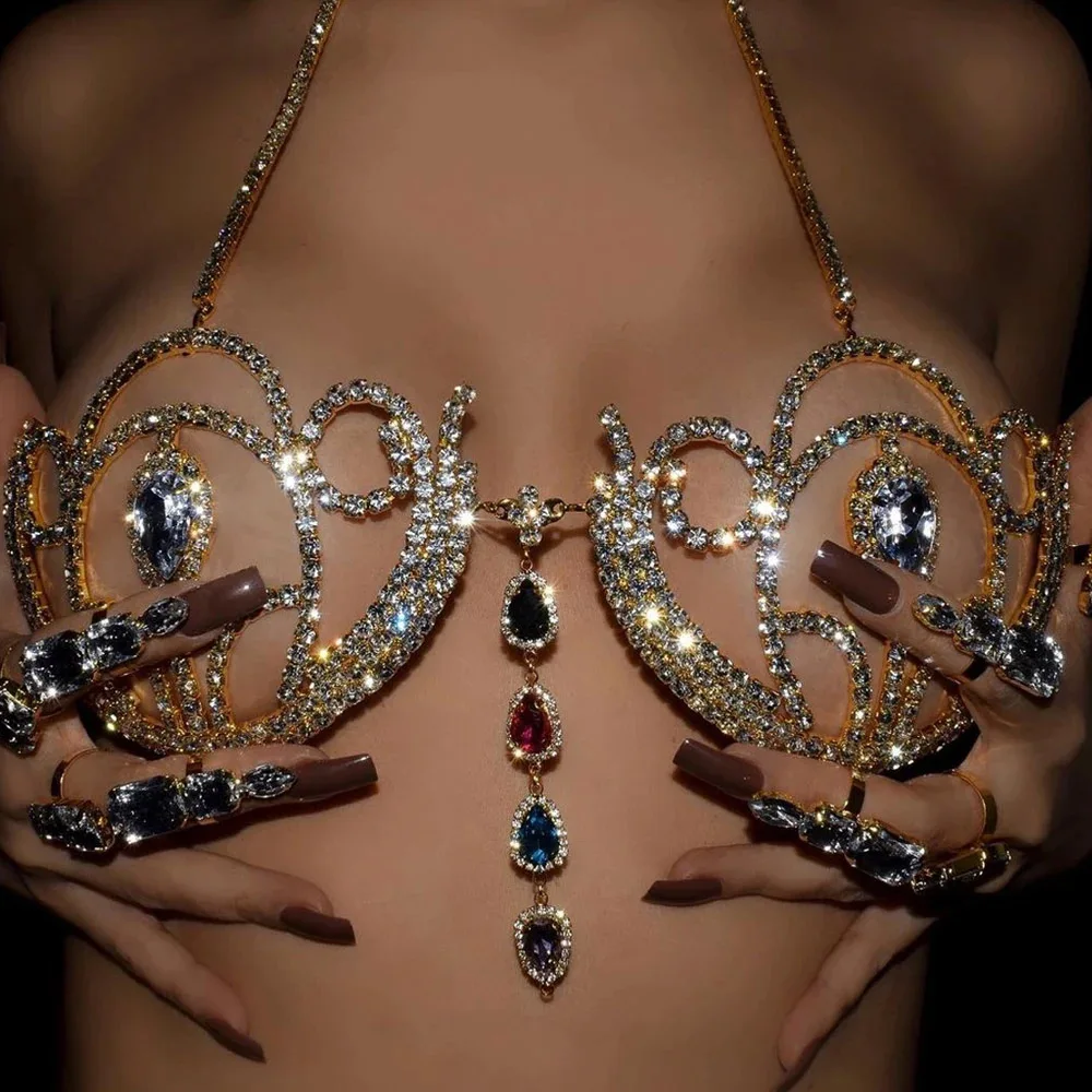Body Jewelry Retainers - Sutiã de biquíni strass de luxo