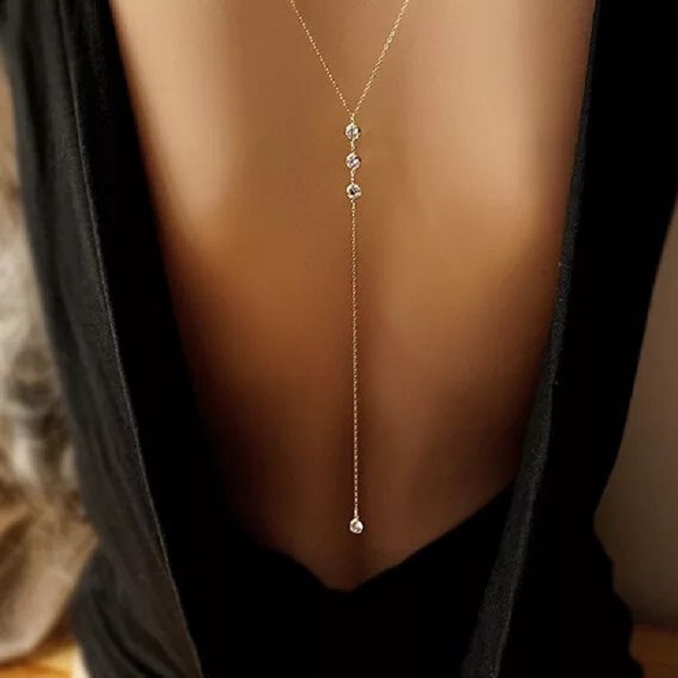 Body Jewelry Necklace - Novo strass sexy feminino volta corrente