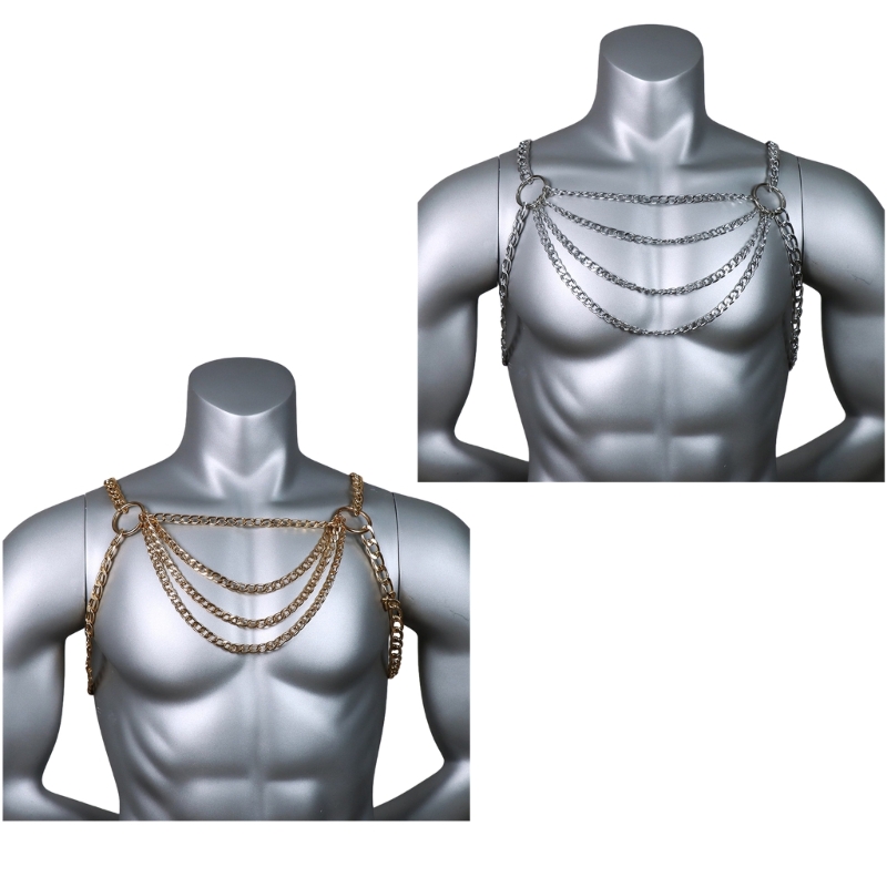 Body Jewelry Necklace - Masculino sexy metal corpo peito corrente
