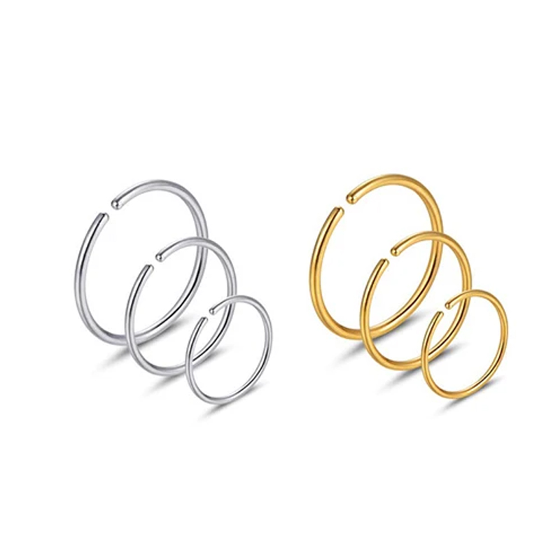 Body Jewelry Surgical Steel - 6 peças/lote Argolas Hipoalergênicas para Nariz