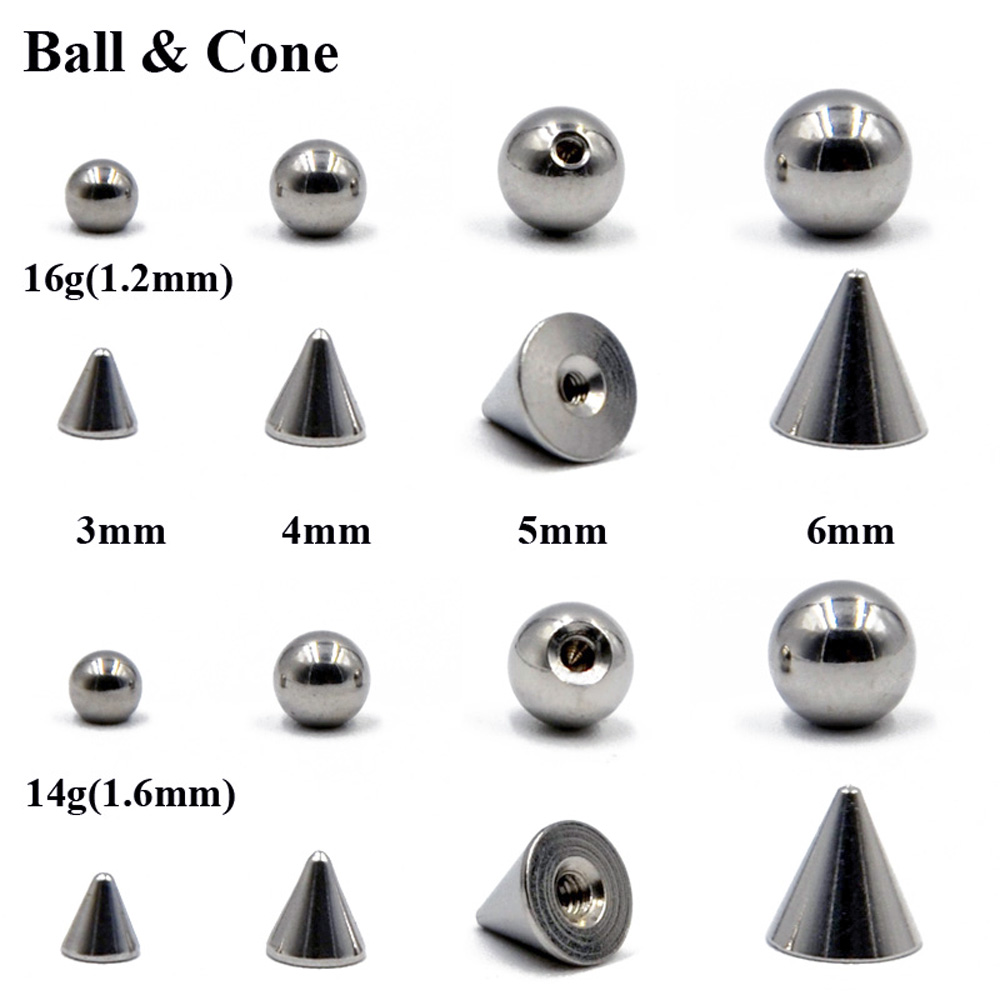 Body Jewelry Replacement Ball - 100 pçs/lote aço 14g 16g piercings