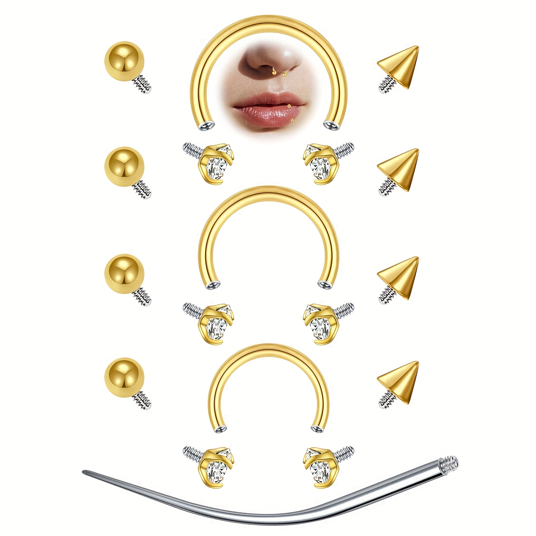 Body Jewelry Replacement Ball - 12pçs 16g anéis de septo de