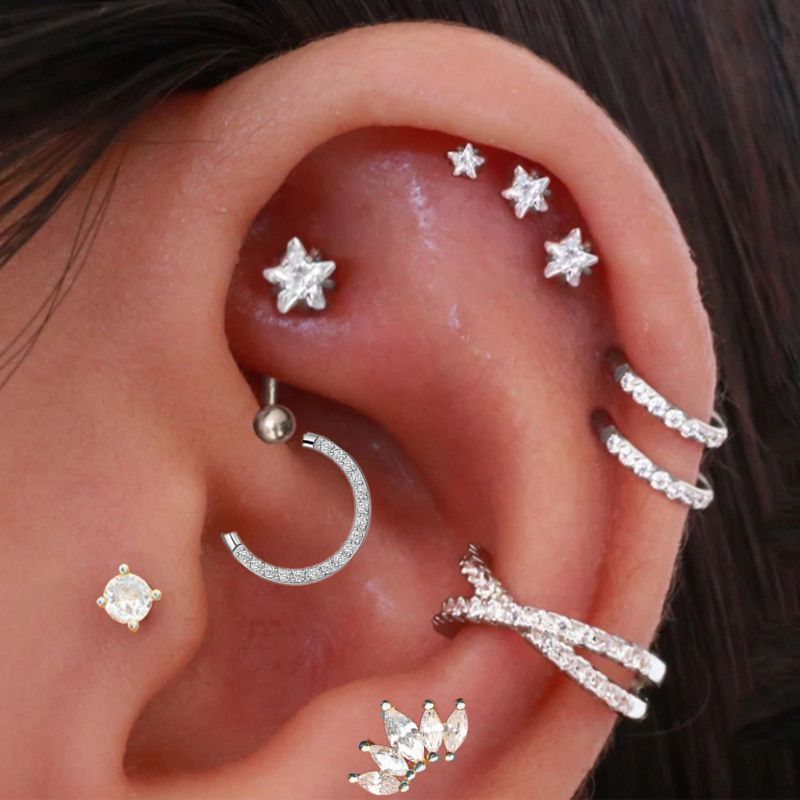 Body Jewelry Surgical Steel - Helix piercing estrela brincos feminino 1pc