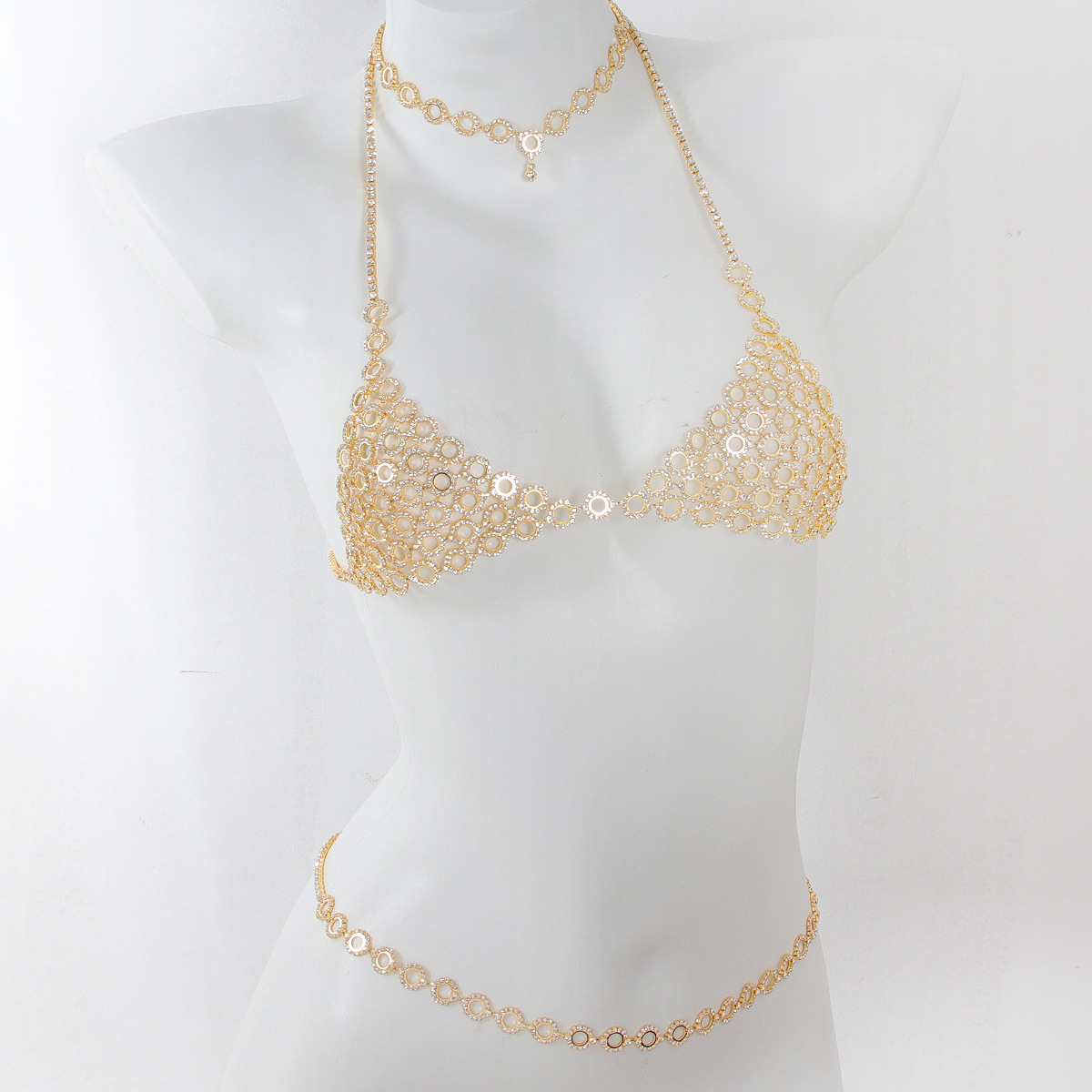 Três peças sutiã cintura conju - Body Jewelry Retainers avaliação e preço