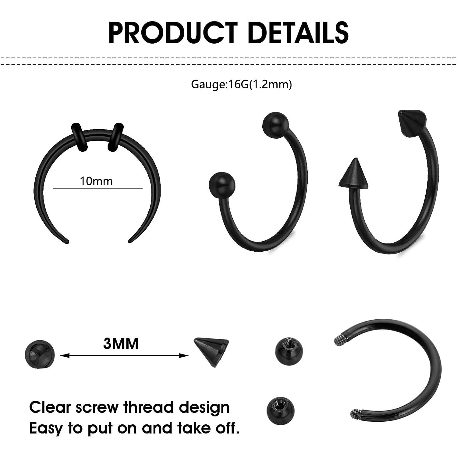 15pcs Set Septum nariz anéis c - Body Jewelry Replacement Ball avaliação e preço