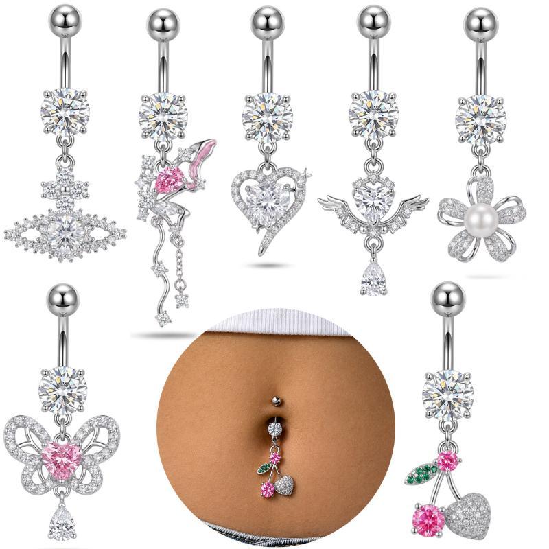 1 peça de piercing de umbigo c - Body Jewelry Surgical Steel avaliação e preço