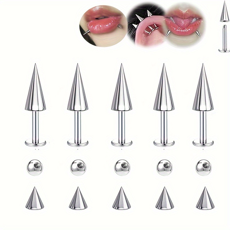 5 pcs Spikes Punk Moda Aço Ino - Body Jewelry Replacement Ball avaliação e preço