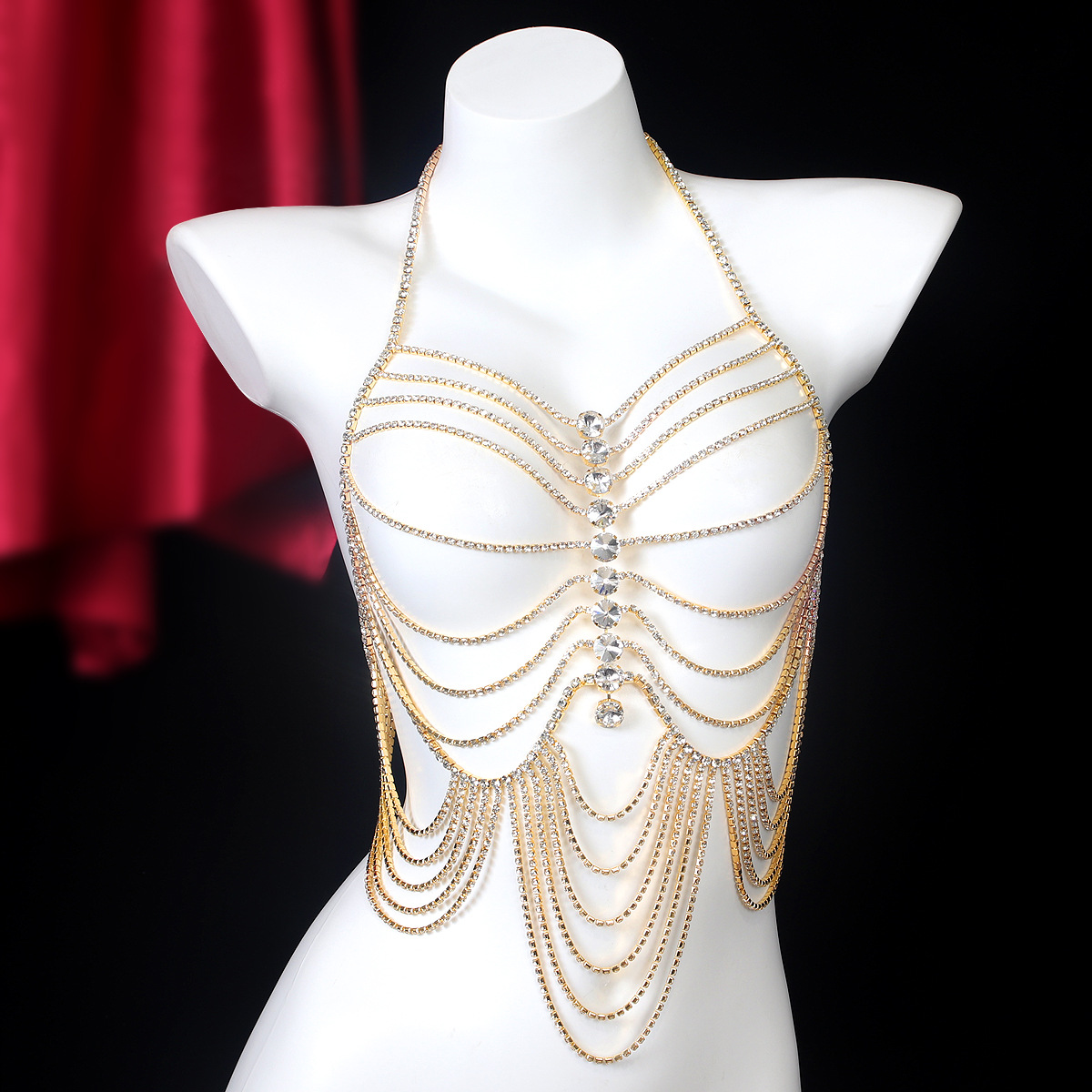 Corrente Peito Strass Stripe T - Body Jewelry Retainers avaliação e preço