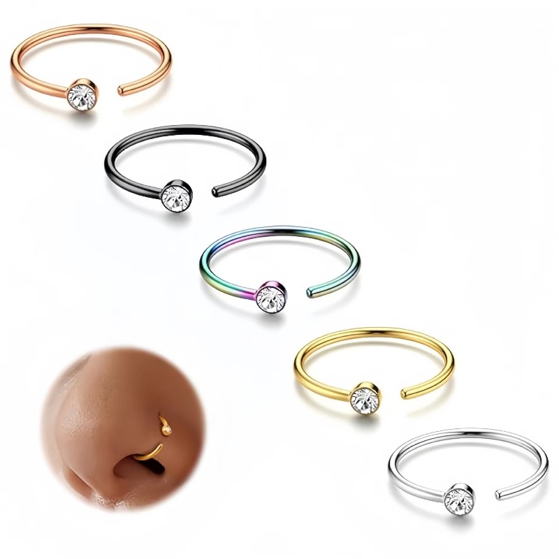 5 peças de argolas para o nari - Body Jewelry Surgical Steel avaliação e preço