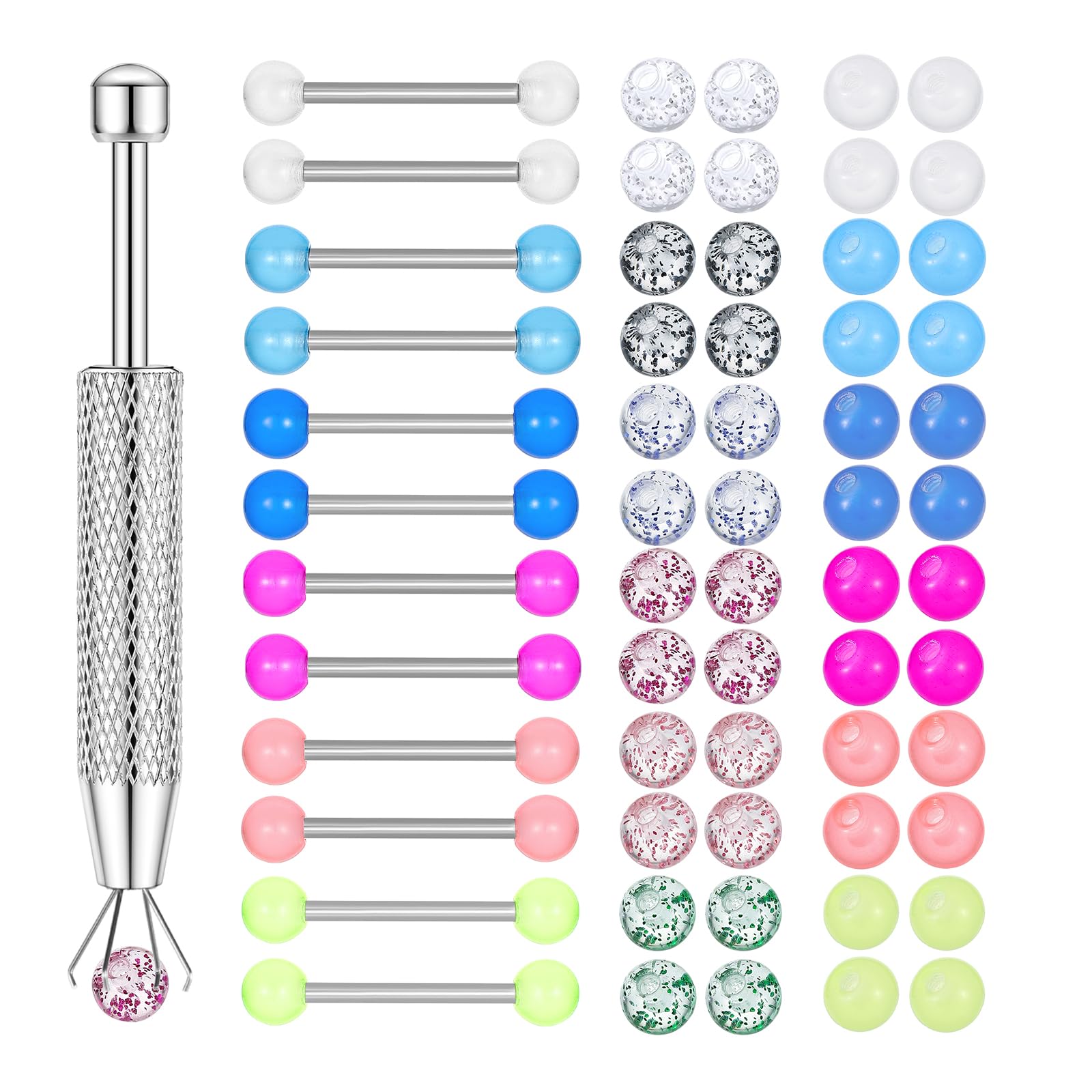 12PCS Barbell mamilos anéis 48 - Body Jewelry Replacement Ball avaliação e preço
