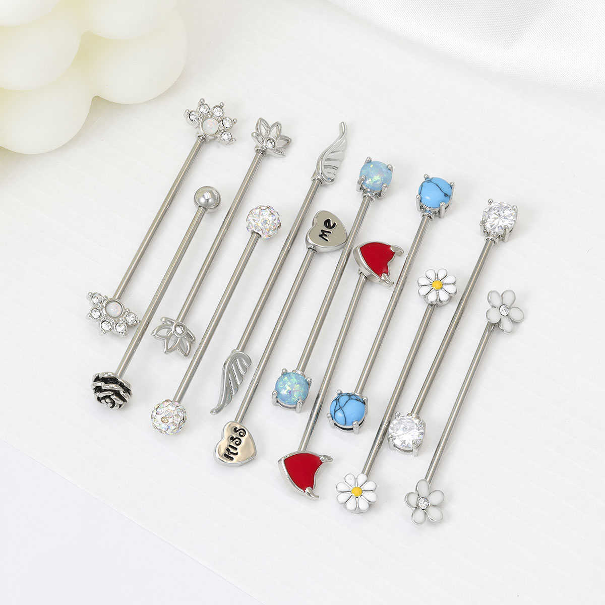 16g setas corações barra indus - Body Jewelry Surgical Steel avaliação e preço