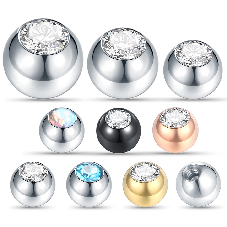 10 pçs aço piercing bolas cz g - Body Jewelry Replacement Ball avaliação e preço